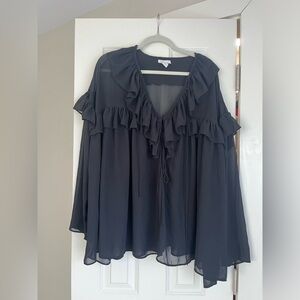 Oversized, sheer ruffle top